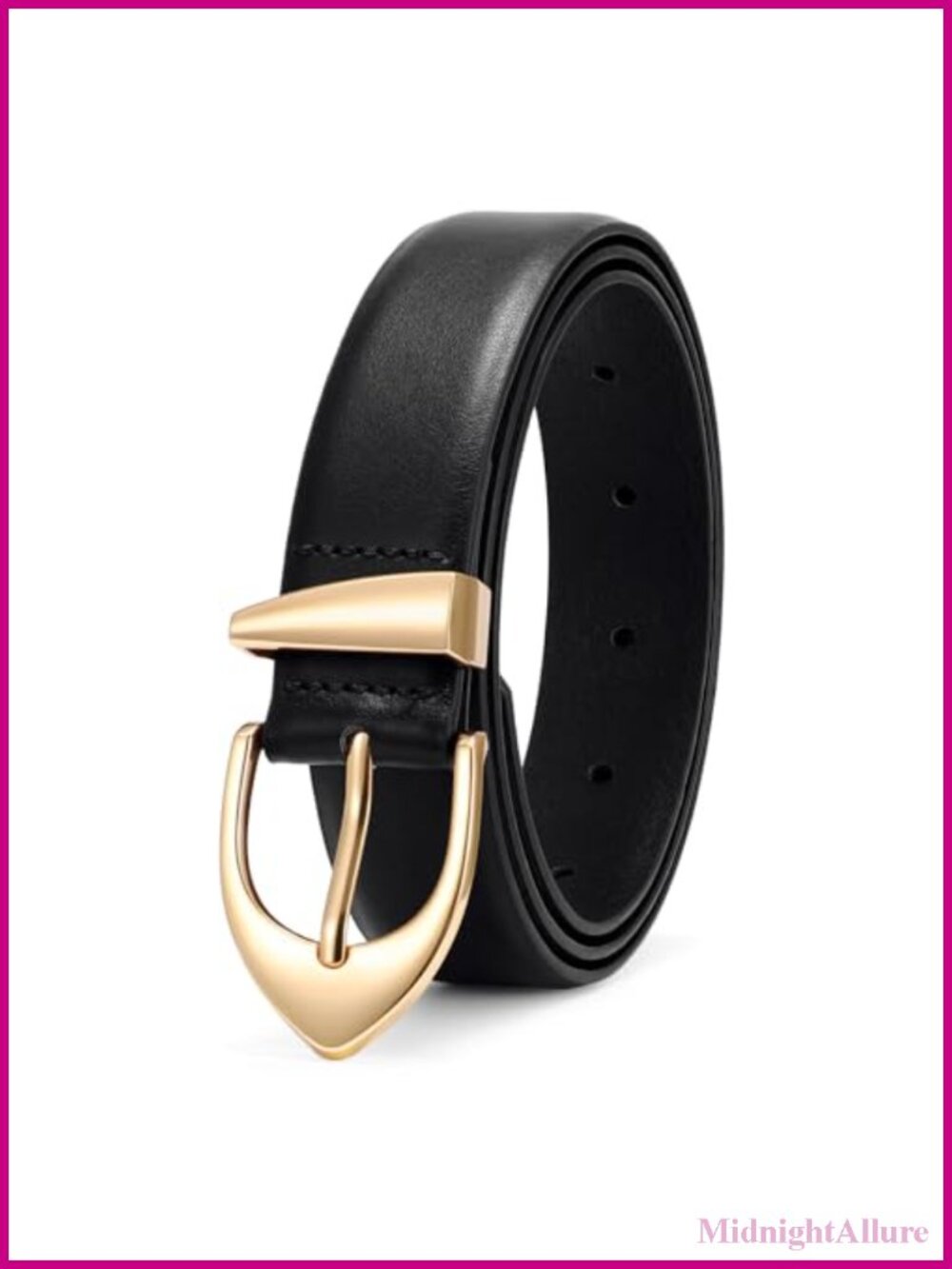 Women's Genuine Leather Belt with Gold Buckle for Jeans Pants Dresses